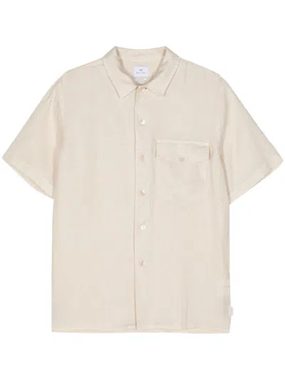 Ps By Paul Smith Short-sleeve Linen Shirt In Beige