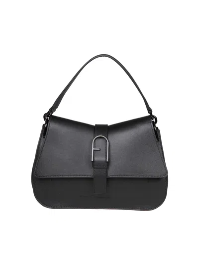 Furla Flow Handbag In Black Leather In Nero