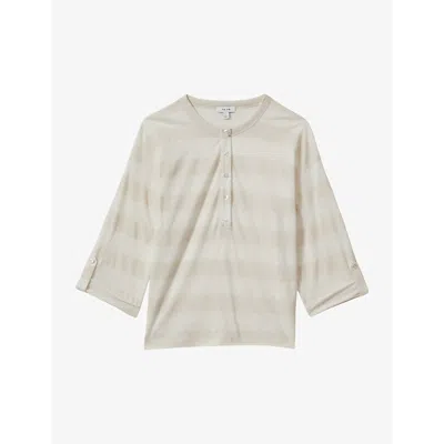 Reiss Olivia Stripe-pattern Linen And Cotton Shirt In Neutral/ivory