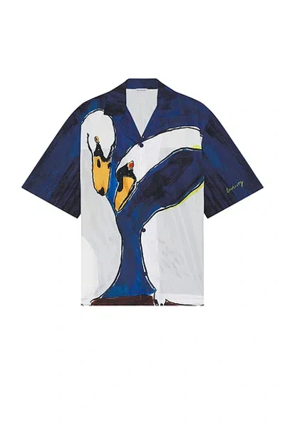 Burberry Short Sleeve Swan Shirt In Knight Ip Pattern