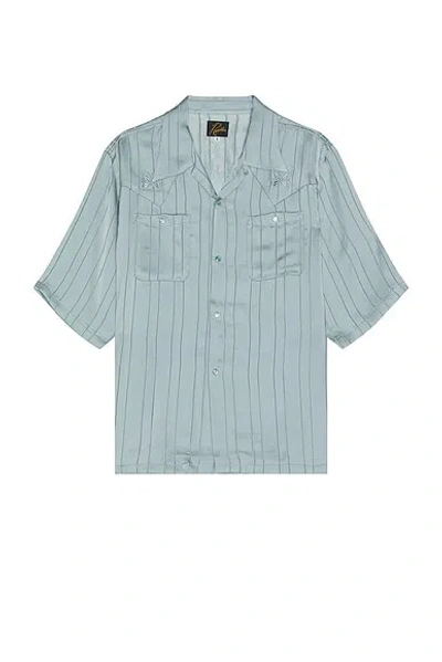 Needles Short Sleeve Cowboy One-up Shirt Georgette In Blue