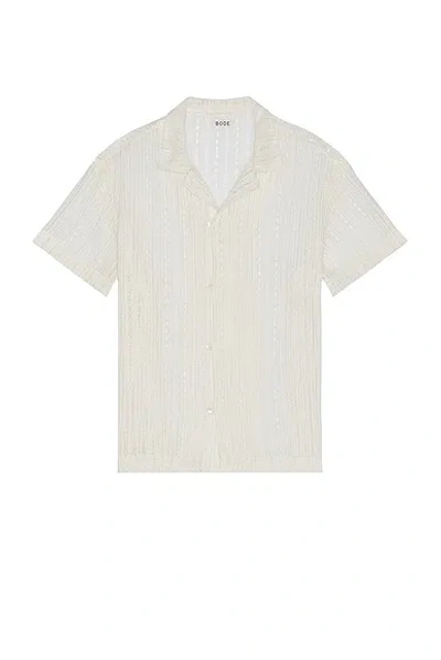 Bode Meandering Lace Short Sleeve Shirt In White