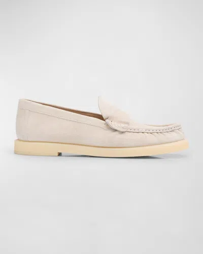 Stuart Weitzman Blake Luxe Suede Slip-on Loafers In White