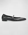 Stuart Weitzman Claris Leather Mary Jane Ballet Flats In Black