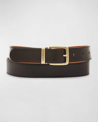 Il Bisonte Esperia Reversible Leather Belt In Caramel / Black