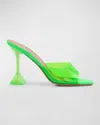 Amina Muaddi Lupita Glass Slide Sandals In Green
