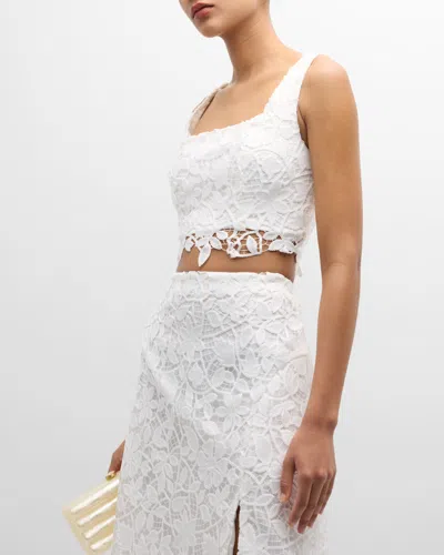 Milly Chay Floral Lace Crop Top In White