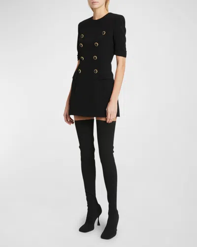 Balmain Tailored Mini Dress With Button Details In Black