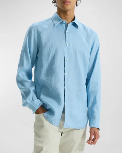 Theory Men's Solid Linen Sport Shirt In Pdrb