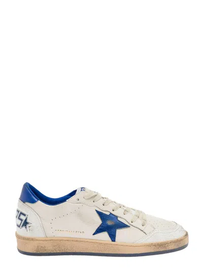 Golden Goose Ball Star  White And Blue Leather Sneaker   Man