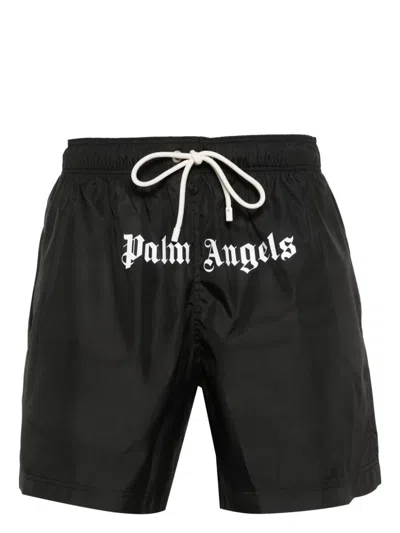 Palm Angels Logo-print Swim Shorts In Black  