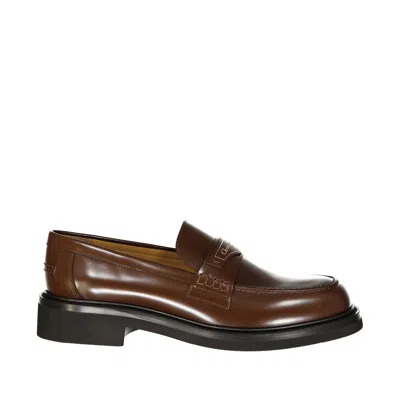 Dior Leather Loafers In Brown