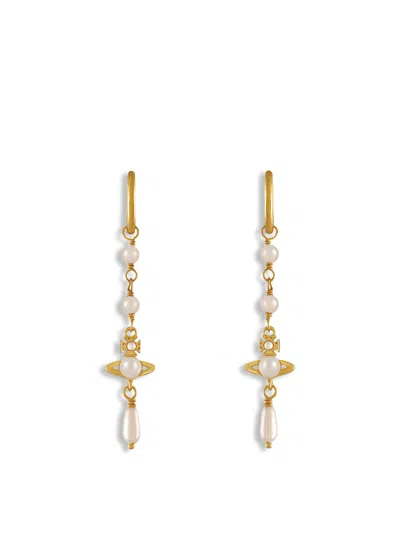 Vivienne Westwood Emiliana Earrings In Gold-creamrose-pearl