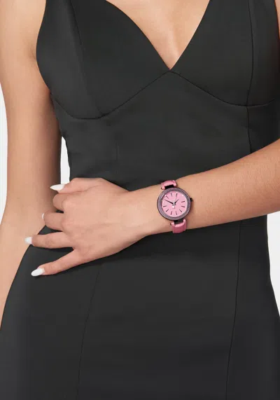 Bebe Hot Pink Strap Watch With Crystal Bezel