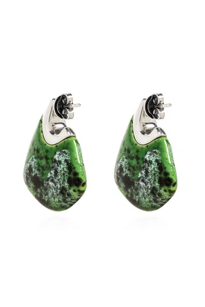 Bottega Veneta Small Fin Ceramic Earrings In Green