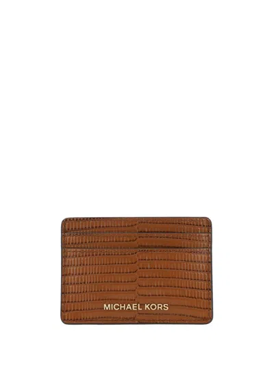 Michael Michael Kors Michael Kors Jet Set Logo Lettering Cardholder In Brown