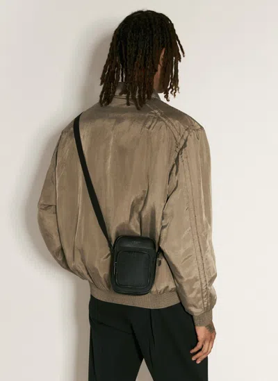 Saint Laurent City Mini Logo-print Leather-trimmed Shell Camera Bag In Black
