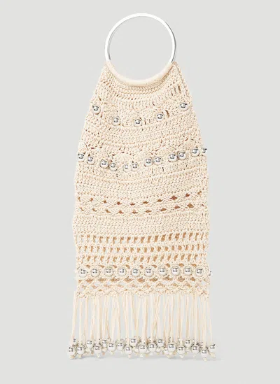 Rabanne Beaded Crochet-knit Tote Bag In Beige