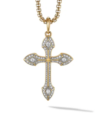 David Yurman Men's Cross Pendant With Diamonds In 18k Gold, 28mm