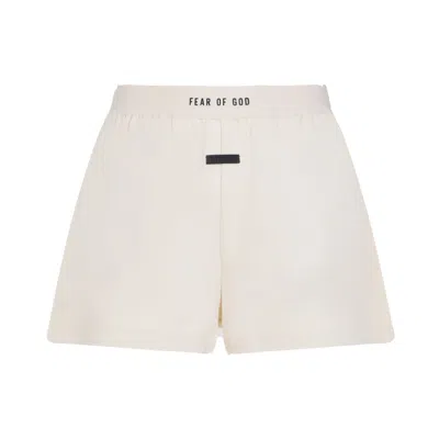 Fear Of God Logo-waistband Cotton Shorts In Neutrals