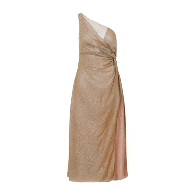 Oseree Lumier Knot Toffee Gold Polyamide Dress In Pink