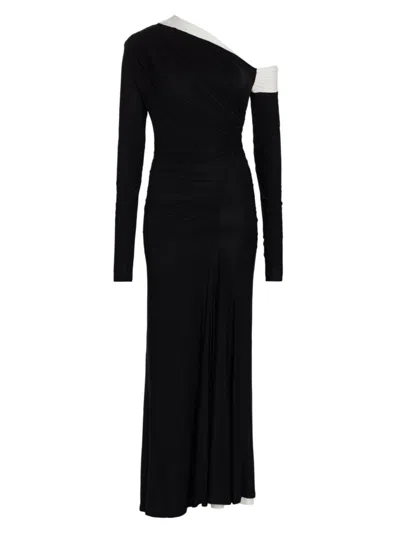 Tove Ulla Off-the-shoulder Ruched Jersey Midi Dress In Black