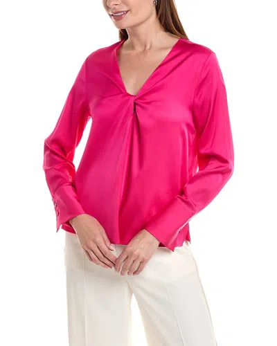 Hugo Boss Regular-fit Blouse In Stretch Silk With Twist Front In Pink