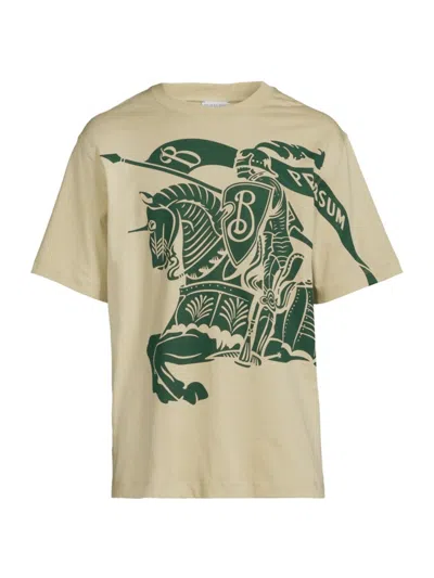 Burberry Men's Equestrian Logo Cotton T-shirt In Safari