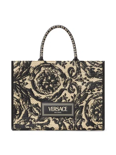 Versace Barocco Athena Tote Bag In Black Multi