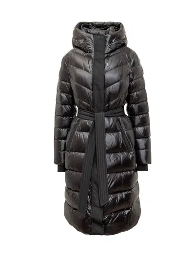 Mackage Long Down Jacket With Logo In Black