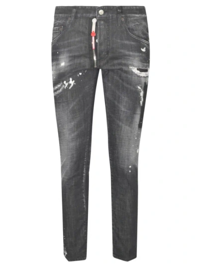 Dsquared2 Distressed Skinny-cut Jeans In Grey