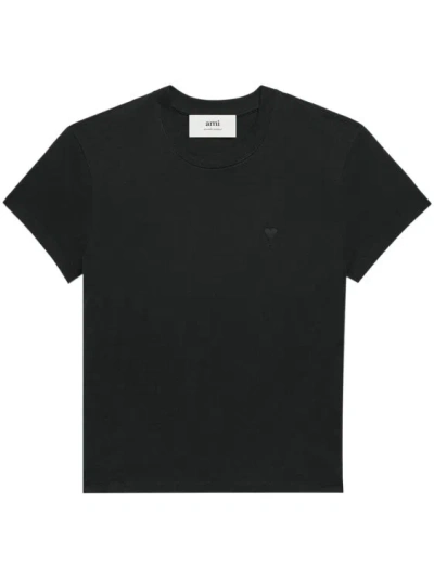 Ami Alexandre Mattiussi Logo-embossed Cotton T-shirt In Black