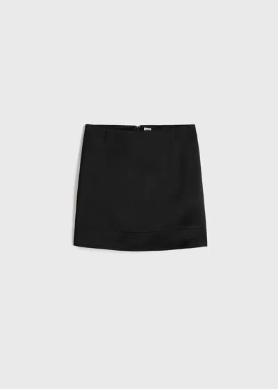 Totême Contrast Satin Mini Skirt Black