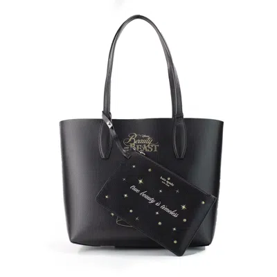 Kate Spade Disney Beauty And The Beast Small Leather Reversible Tote Handbag In Black