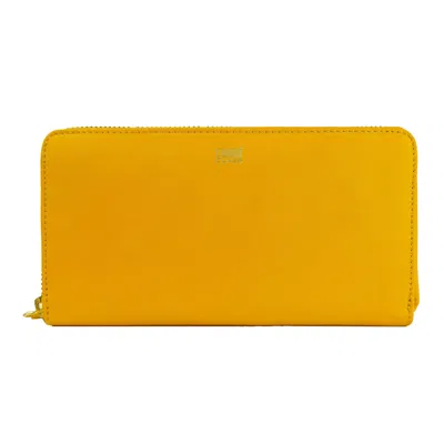 Cavalli Class Elegant Calfskin Leather Wallet In Vibrant Yellow In Black
