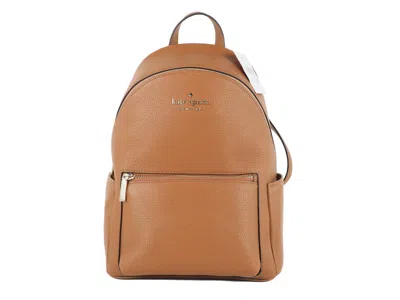 Kate Spade Leila Medium Warm Gingerbread Pebbled Leather Backpack Bookbag In Brown