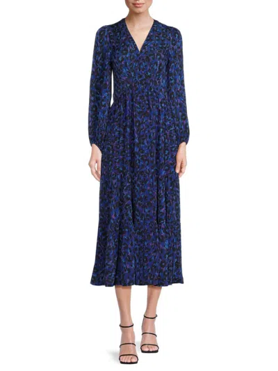 Ba&sh Women's Linette Leopard Tiered Maxi Dress In Blue