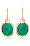 Monica Vinader Siren Semiprecious Stone Drop Earrings In Green Onyx/ Rose Gold