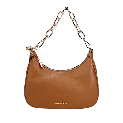 Michael Kors Cora Large Luggage Zip Pouchette Chain Shoulder Crossbody Women's Bag In Brown