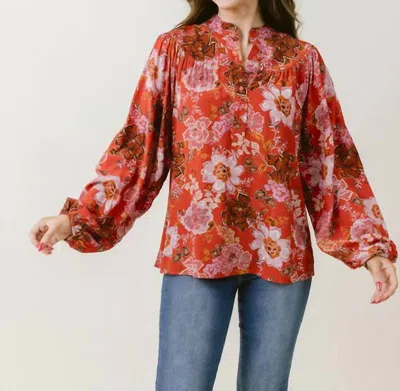 Laroque Bailey Blouse In Cinnamon Floral In Red