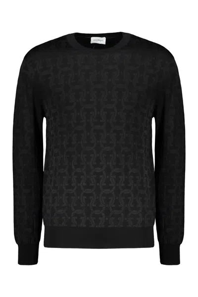 Ferragamo Man Crew Neck Sweater In Black