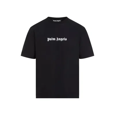 Palm Angels Logo Printed Crewneck T-shirt In Black Whit
