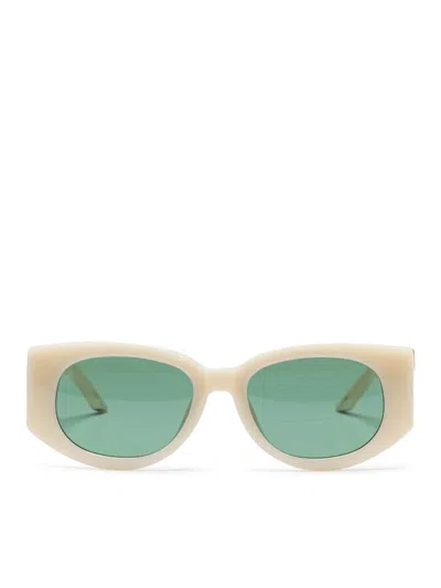 Casablanca Acetate & Metal Oval Wave In Cream Yellow Gold Solid Green