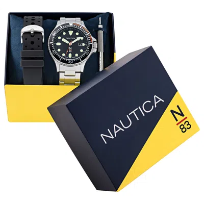 Nautica Mens Cocoa Beach Solar-powered Recycled Watch Box Set In Multi