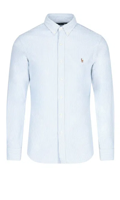 Polo Ralph Lauren Striped Logo Shirt In Blue White