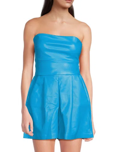 Susana Monaco Faux Leather Strapless Dress In Ultramarine