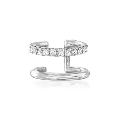 Rs Pure By Ross-simons Diamond Double-hoop Single Ear Cuff In Sterling Silver