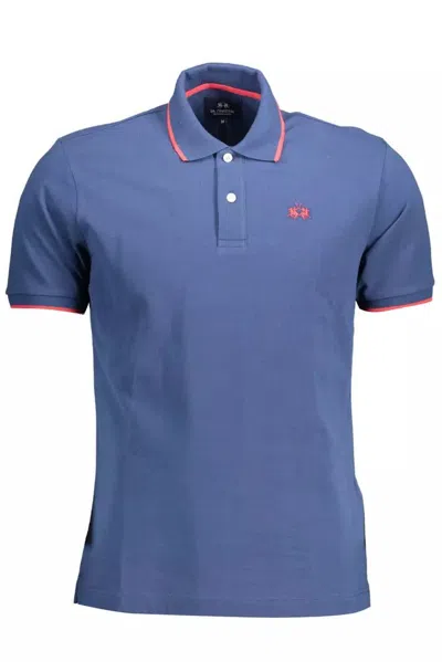 La Martina Elegant Polo Shirt With Contrast Men's Detailing In Blue