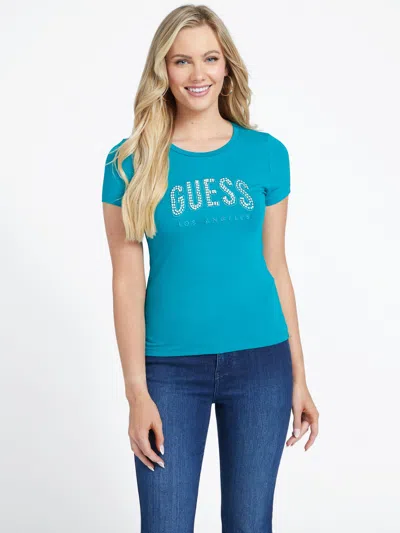 Guess Factory Miraella Sequin Tee In Blue