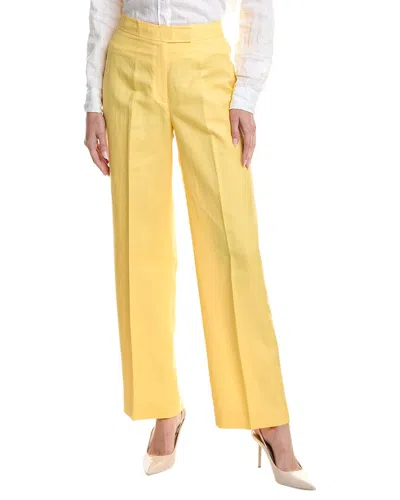 Anne Klein High-rise Linen-blend Wide Leg Pant In Yellow